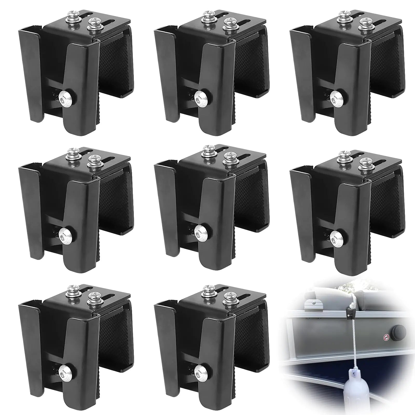 Boat Bumper Clips Metal Boat Fender Clips for Pontoon Boat Square Rails Adjustable Pontoon Boat Fender Hangers Pontoon Fender Clips for Pontoon Bumpers Docking Stainless Steel 8-Pack