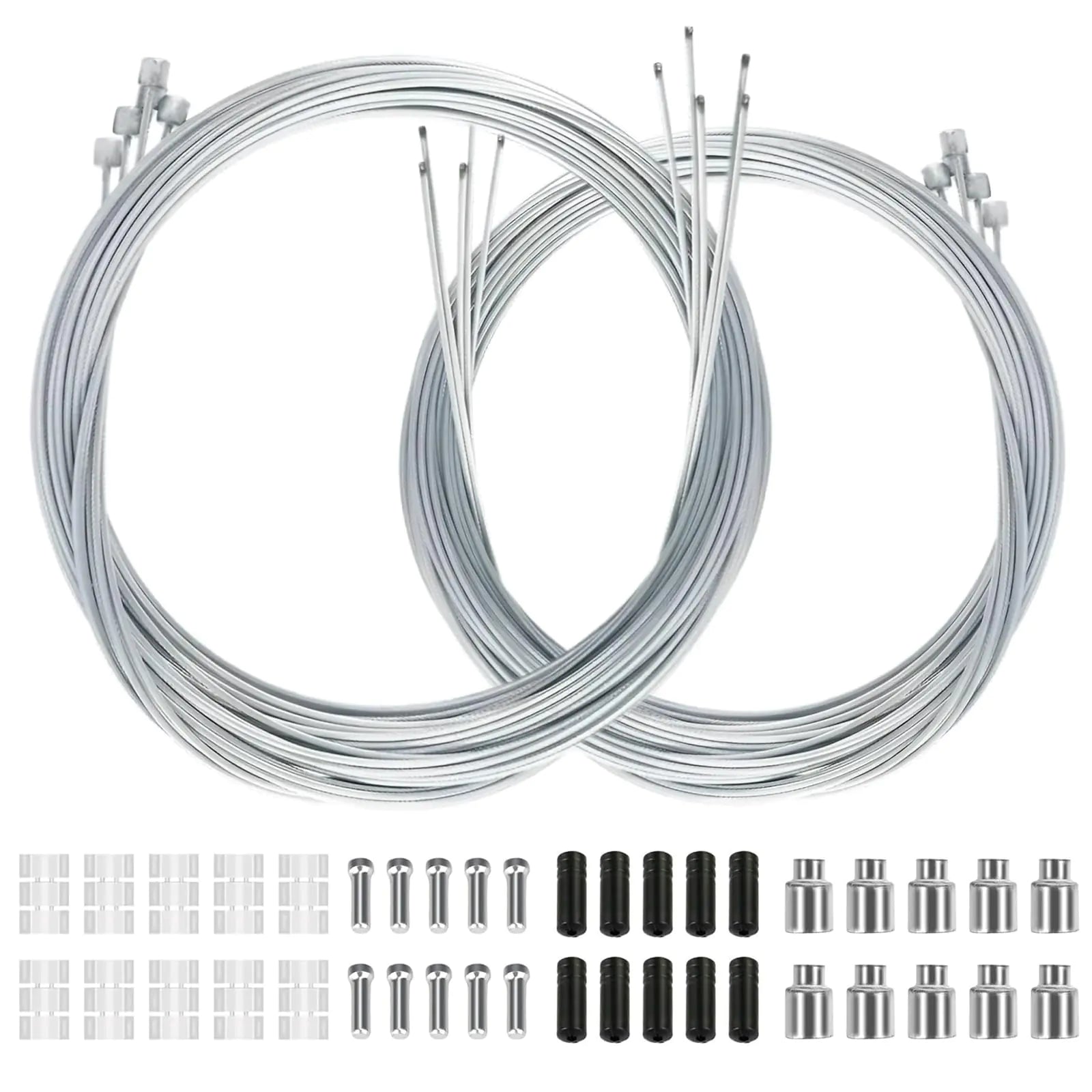 Bike Brake Cable 10PCS Bicycle Brake Cable Professional Bike Brake Cable Kit for Front and Rear Mountain Bike Bicycle Brake Cable Line with 40pcs Free Cable Cap End Crimps Set (5PCS 1.4m + 5PCS 2m)
