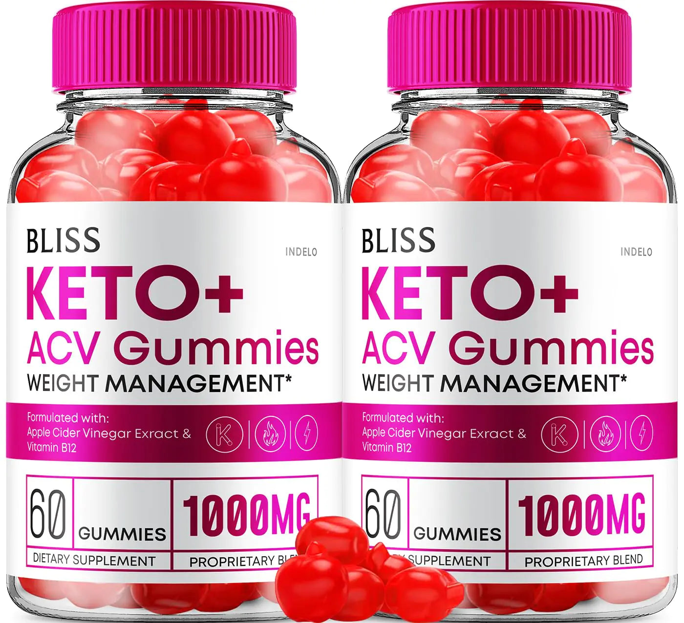 (2 Pack) Bliss Keto ACV Gummies Advanced Weight Loss Bliss Keto + ACV Gummies Apple Cider Vinegar (120 Gummies)