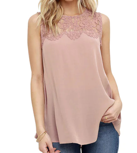 Lace Chiffon Sleeveless Top