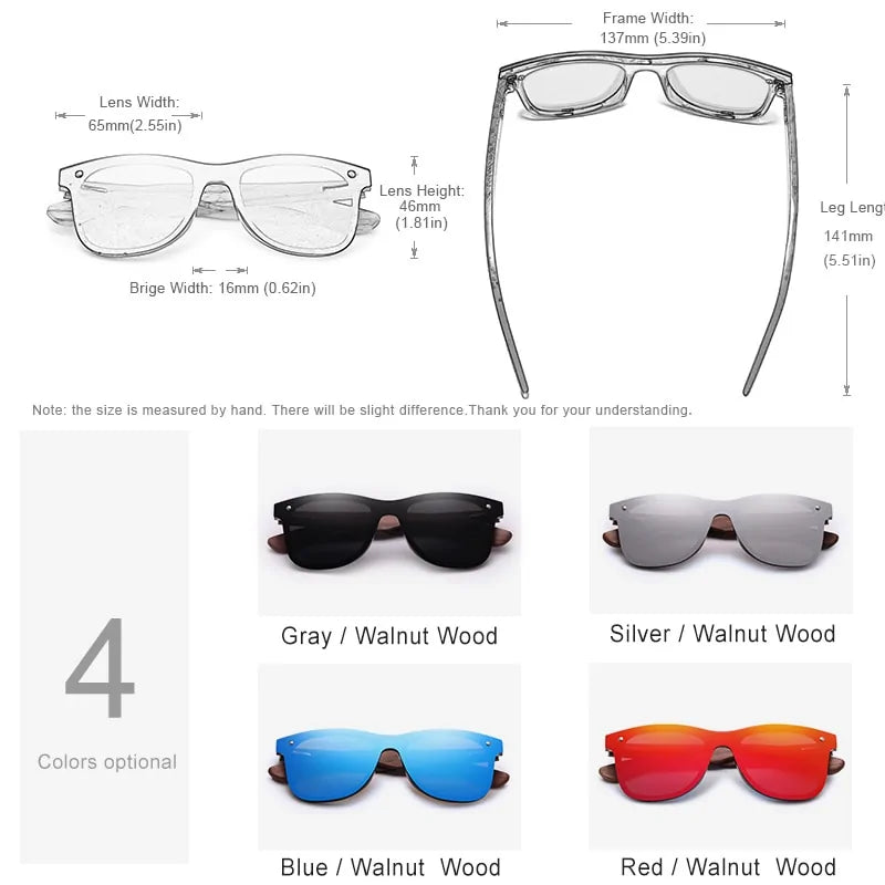 Polarized Walnut Wood Sun Glasses