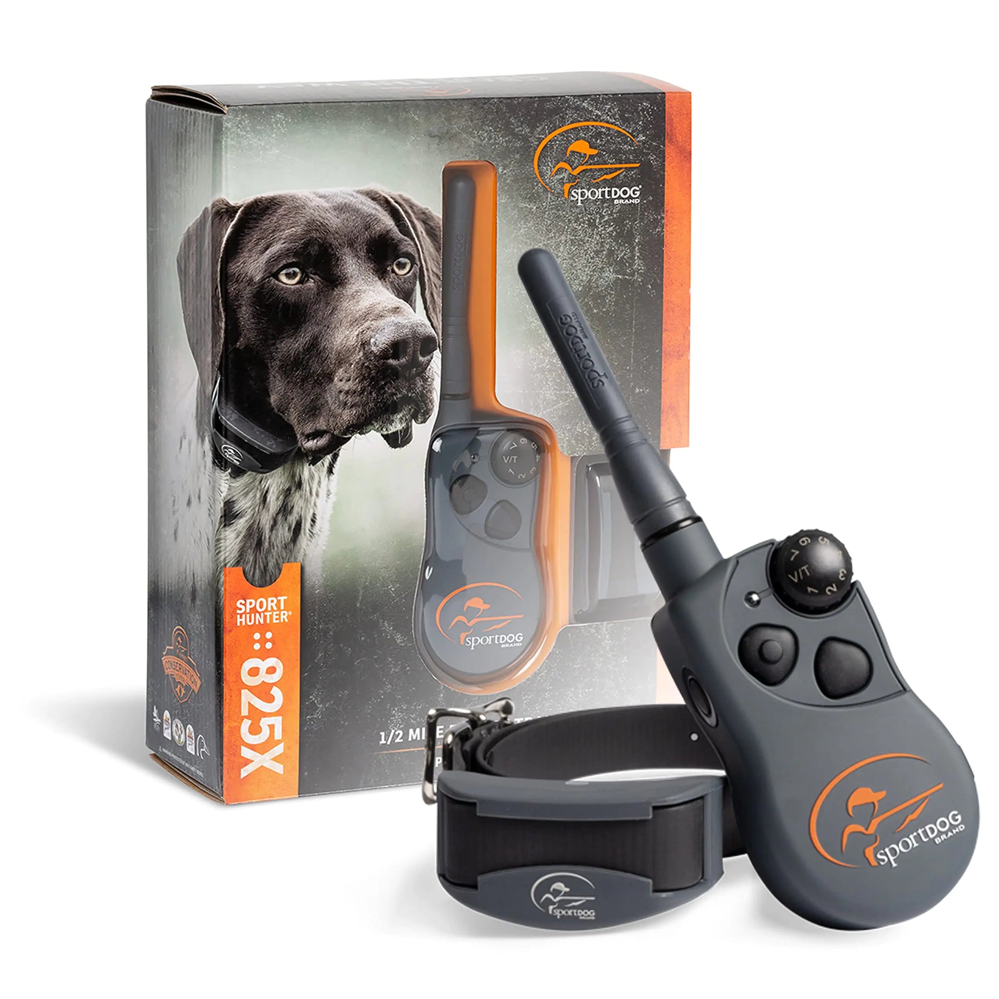 SportDOG Brand SportHunter 825X Dog Training Shock Collar with Remote 1/2 Mile Range Waterproof Dog E-Collar Submersible up to 25 Ft Rechargeable Dog Training Collar with Shock Vibrate and Tone