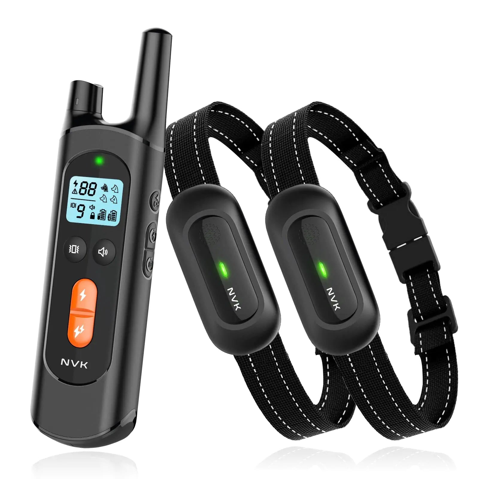 NVK Shock Collar for 2 Dogs Dog Training Collar with Remote for Small Medium Large Dogs Rechargeable Dog Shock Collar with Shock Vibration Beeps Modes IPX7 Waterproof Range up to 1600Ft