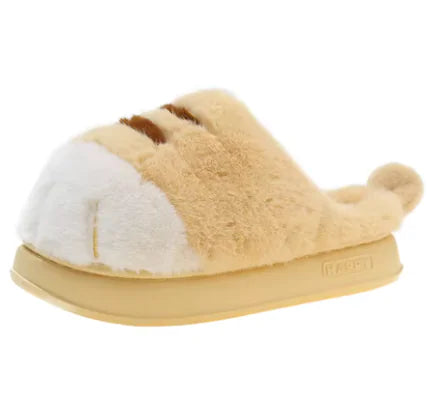 3D Cat Paw Plush Slippers for Autumn and Winter (One Pair)