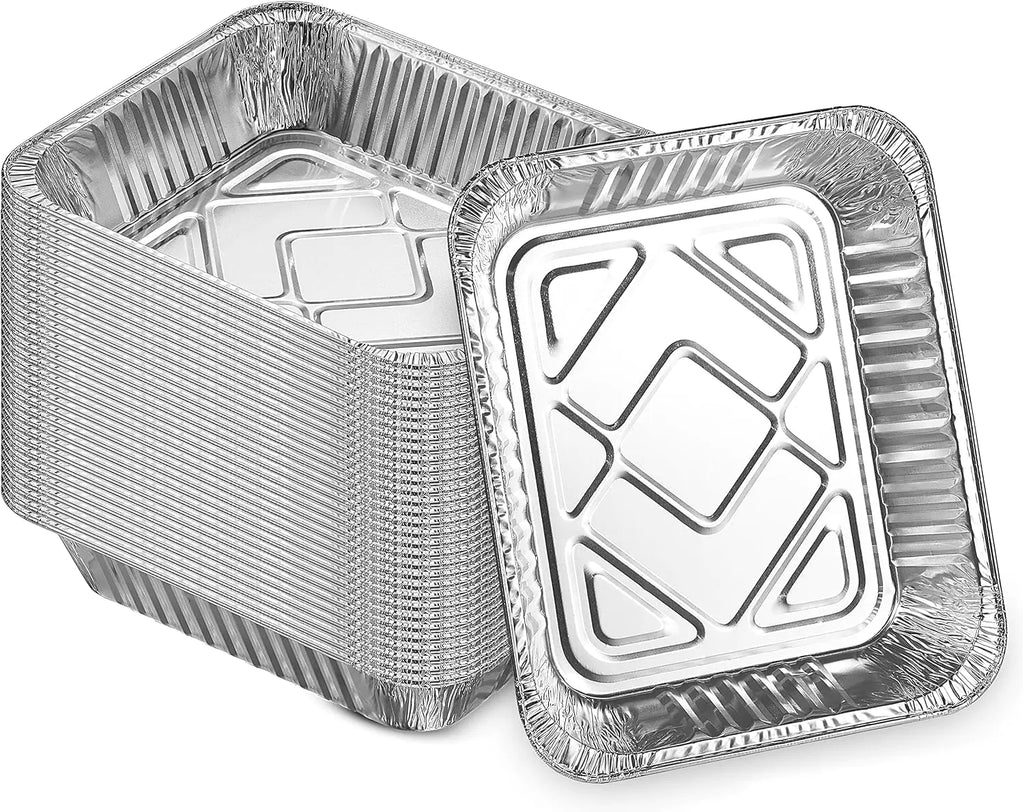 Aluminum Pans 9x13 Disposable Foil Pans [30-Pack] Heavy-Duty Baking Pans Half-Size Deep Steam Table Pans Deep Tin Foil Bakeware Steam Table Tray Cookware Food Prepping Cake & Oven Pan NO LID