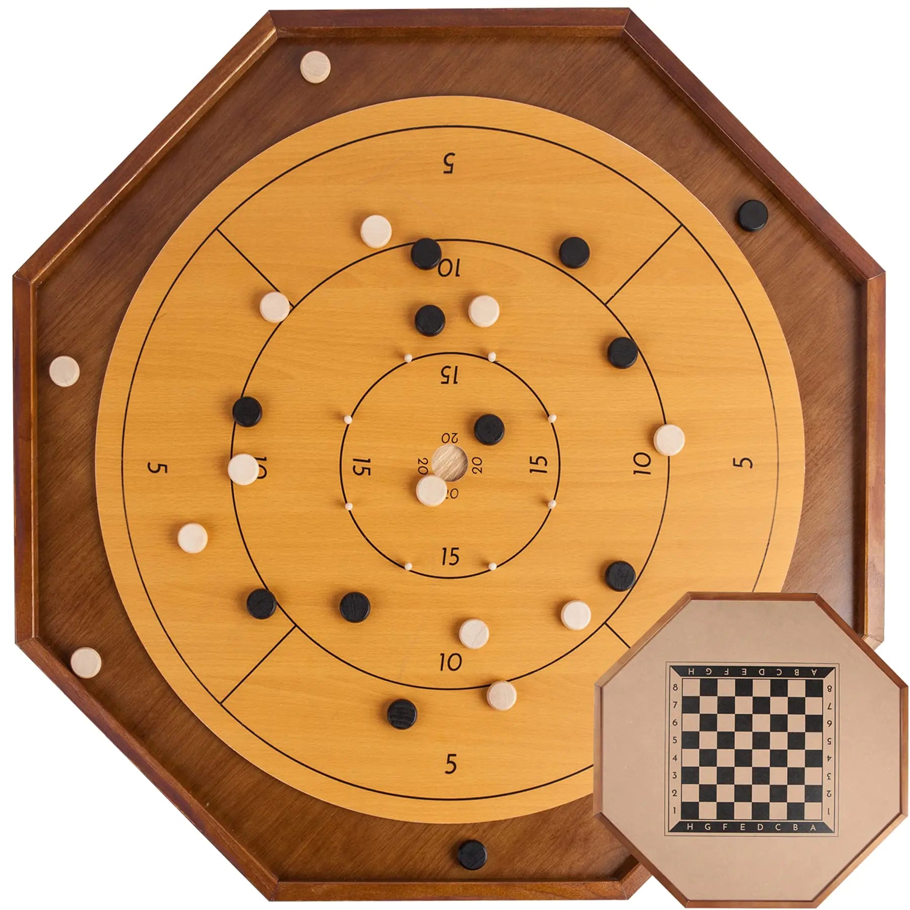 Crokinole and Checkers 27-Inch Classic Crokinole Board Game with 22" Playing Surface Canadian Heritage Tabletop Game for Two Players Dexterity Krokinole Games Great for Families and Friends