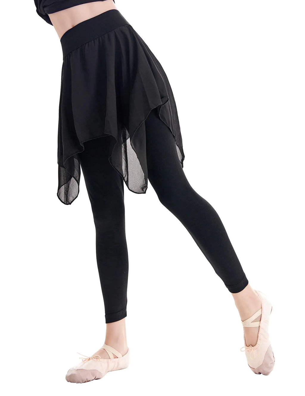 Daydance Black Toddler Girls Athletic Leggings Skirted Ballet Pants for Dance Yoga Jazz Exercise and Workout
