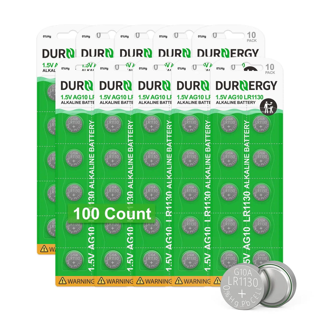 DURNERGY SR626SW Watch Battery 100 Pcs AG4 Alkaline Button Cell Battery Clock Battery 377/376 Watch Battery 1.5V LR626 Batteries 377A