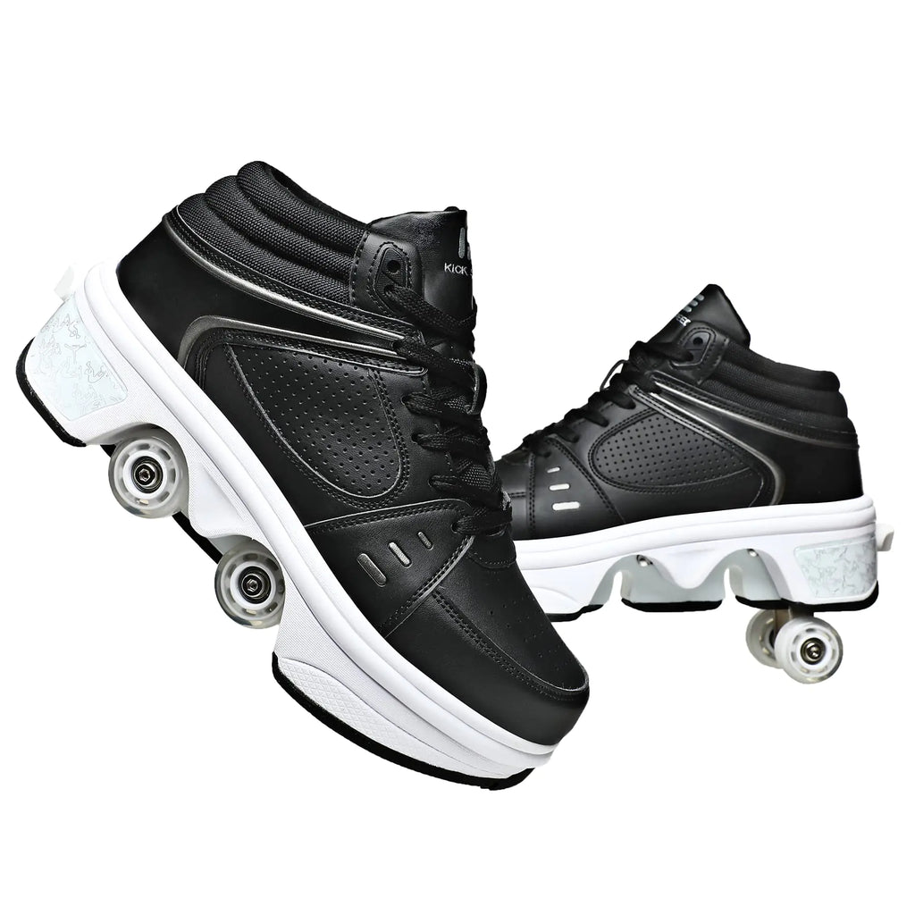 TAILORIA Four-Wheel 2-in-1 Roller Skate Shoes Unisex Roller Shoes & Sneakers Detachable Skate Shoes Kids Sneakers Shoes with Wheels Skating Roller Skates