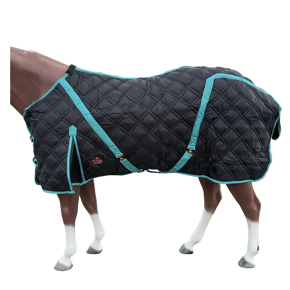 HILASON Western Horse Stable Blanket Quilted | Horse Blanket | Horse Blankets for Winter | Water Resistant Stable Blankets for Horses | Blankets for Horses | Black | 75 Inches