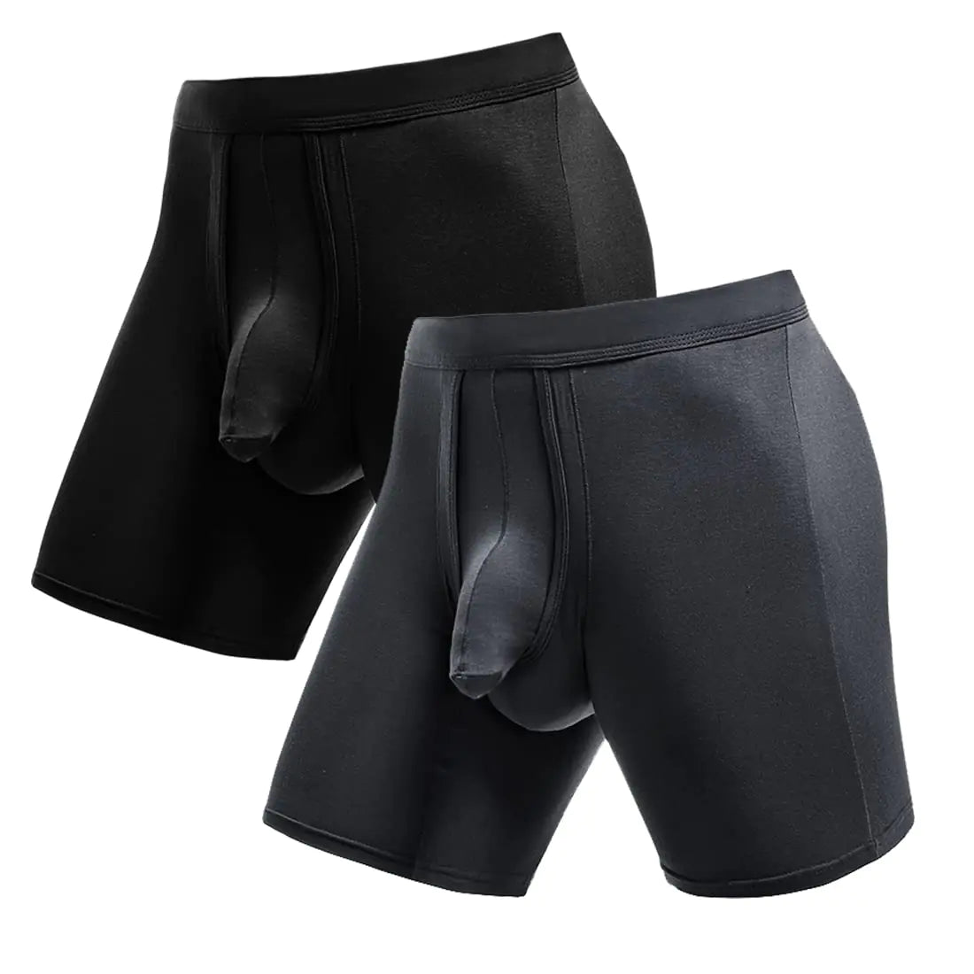 Ouruikia Mens Underwear Boxer Briefs Anti-Chafing Long Leg Mens Boxer Briefs Tagless Boxer Briefs Separate Pouch Large Black/Grey