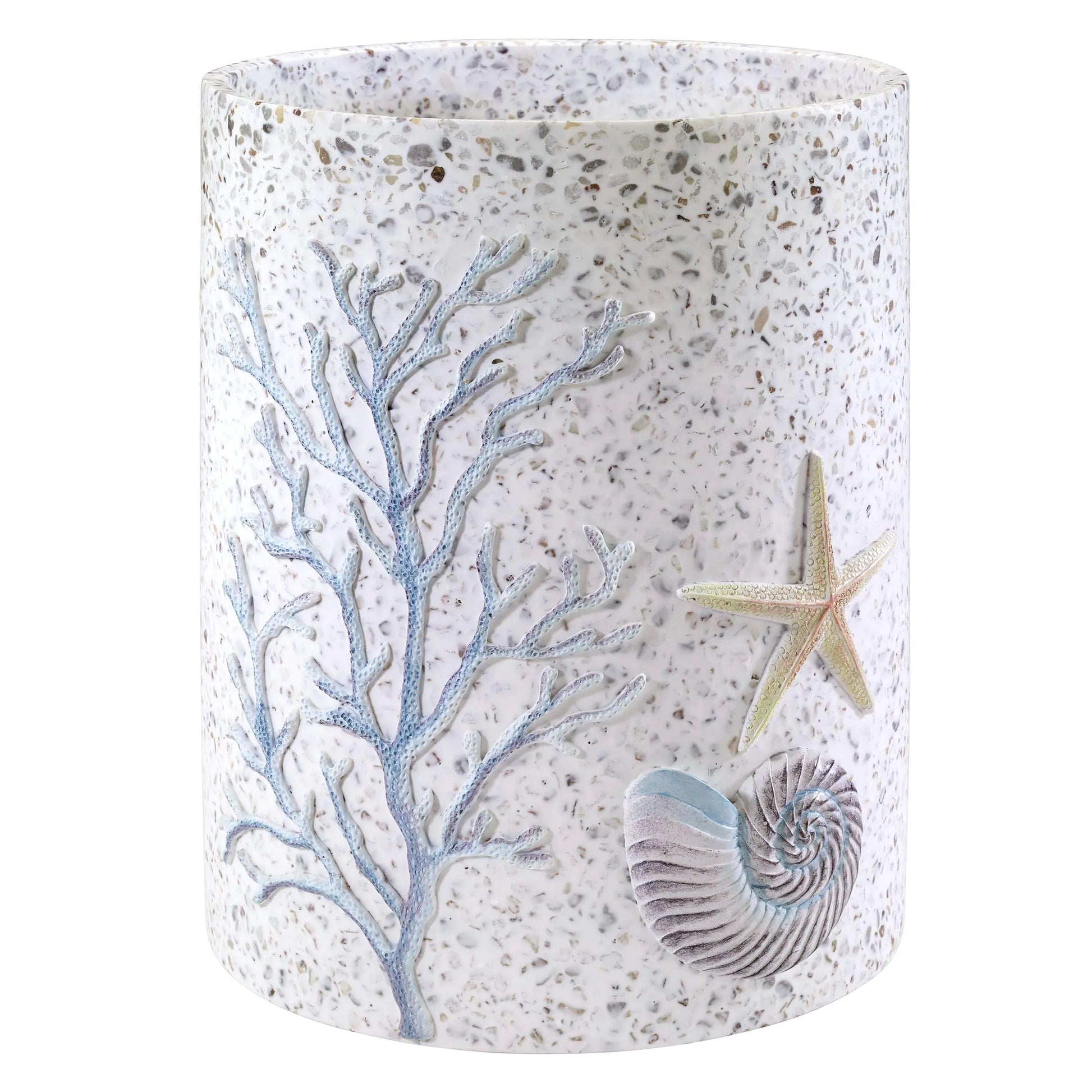 Avanti Linens - Wastebasket Decorative Trash Can Guest Bathroom Essentials Sea Inspired Home Decor (Coastal Terrazo Collection)
