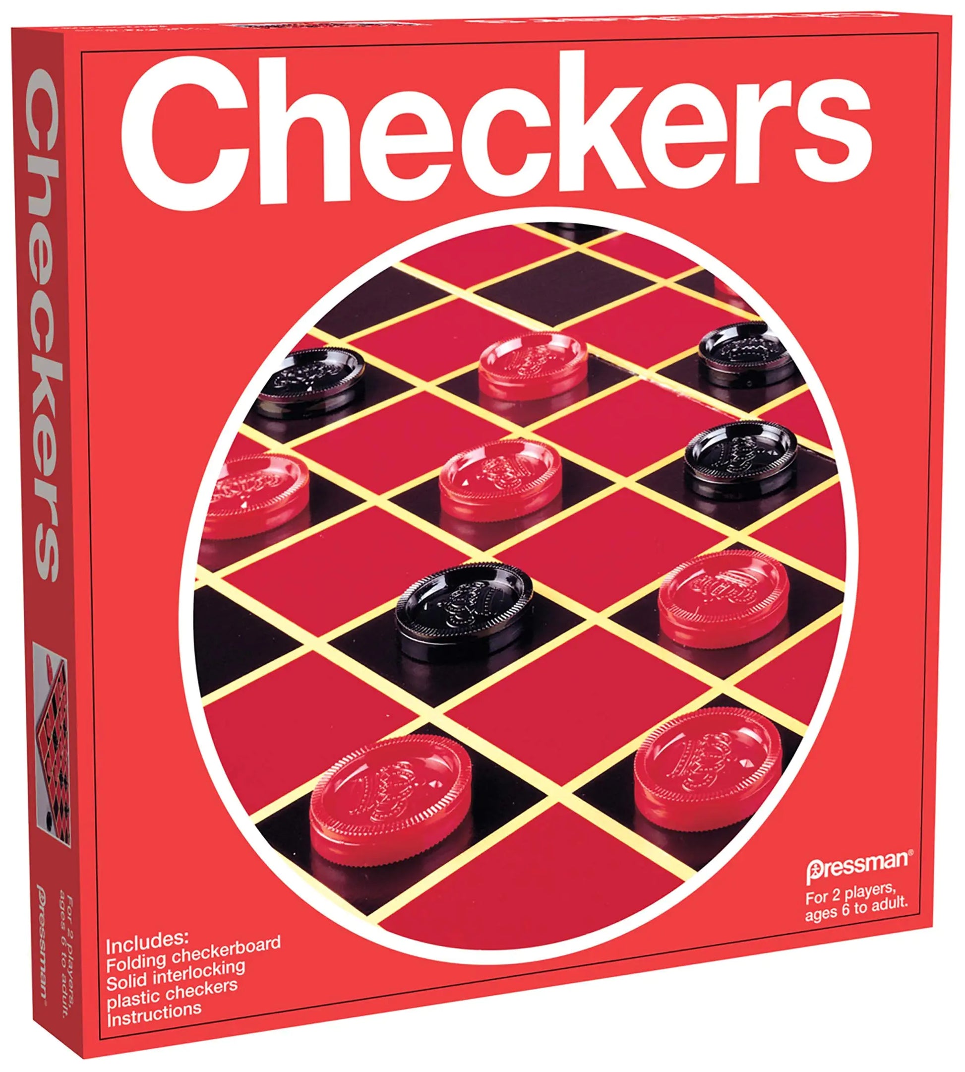 Pressman Checkers -- Classic Game With Folding Board and Interlocking Checkers 5"
