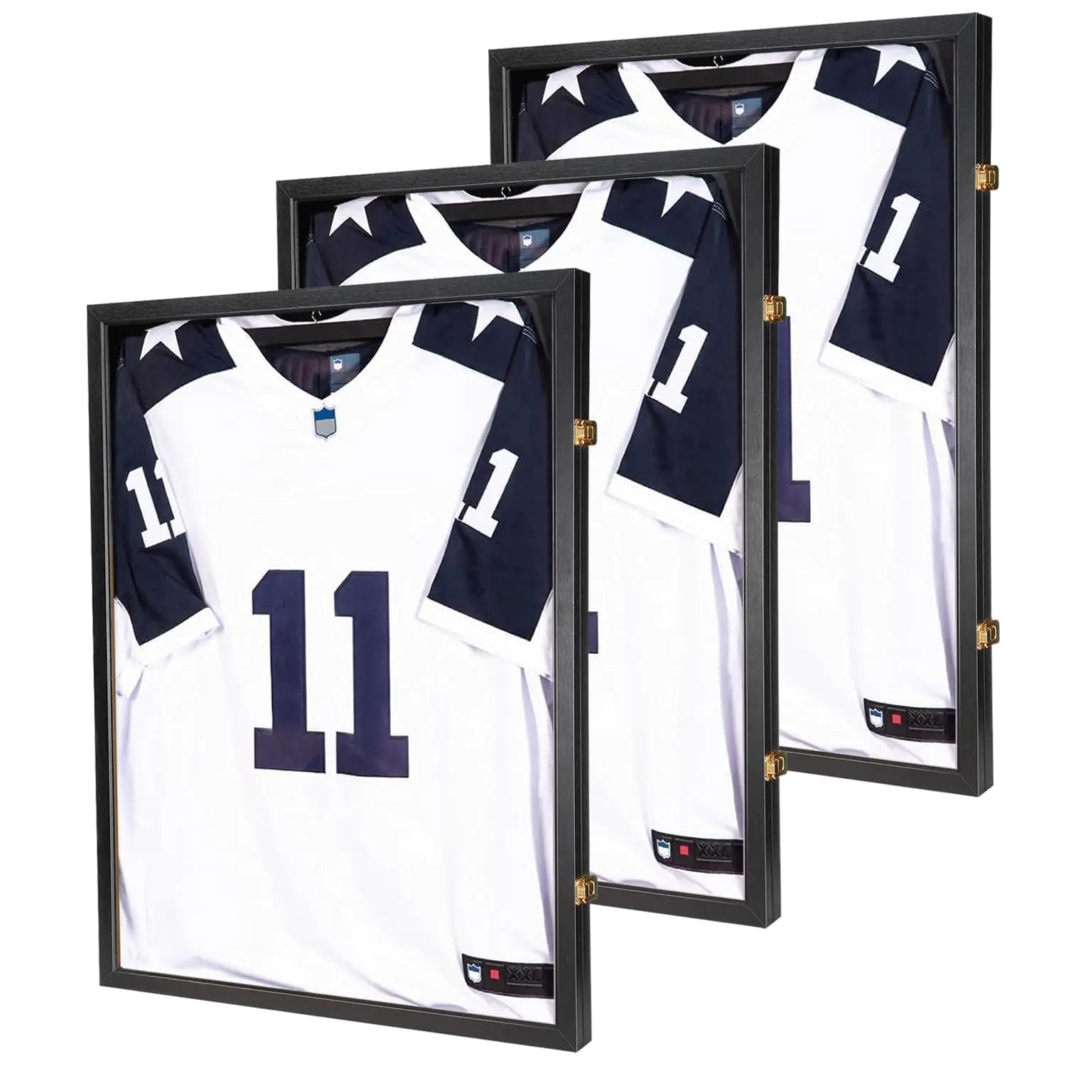 BAIJIALI Jersey Wooden Frame Display Case -Shadow Box with 98% UV Protection Acrylic and Hanger for Baseball Basketball Football Hockey Sport Shirt and Uniform (1)