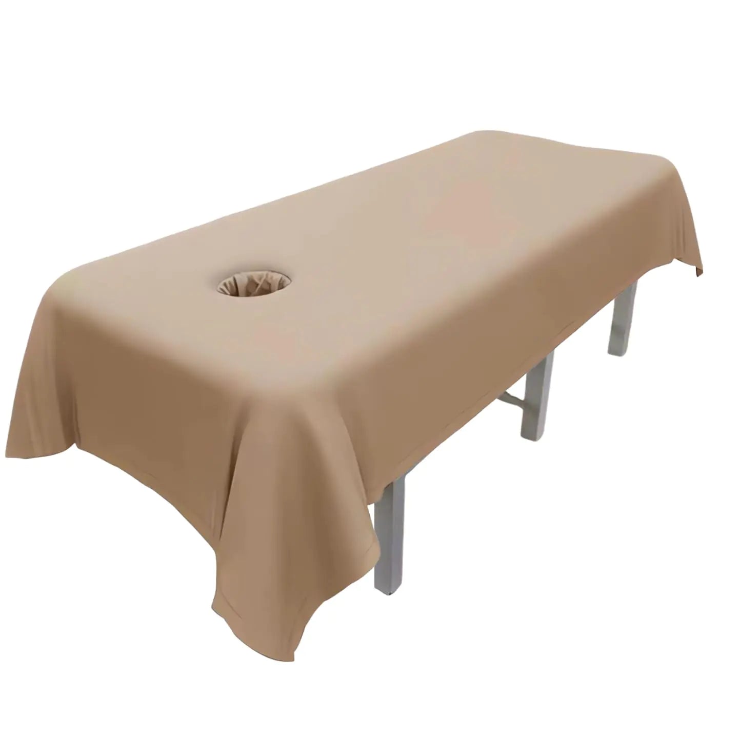 MWNAGO Massage Table SheetsMassage Table CoverMassage Linens Massage Fitted Sheet Massage Face Rest Cover with Hole Sutiable for BeautySpa 55 * 95 in (Khaki with Hole)