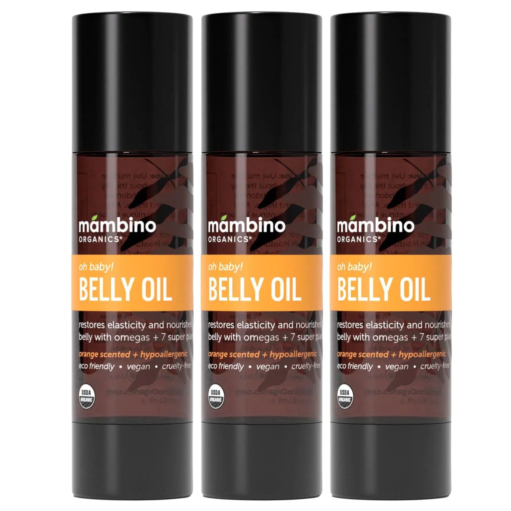Mambino Organics Oh Baby! Belly Oil – Organic Elasticity Oil with Egyptian Calendula Vietnamese Tamanu & Dutch Shea – Pregnancy Oil for Stretch Marks – Cruelty-Free Maternity Care 3-Pack 2 fl oz