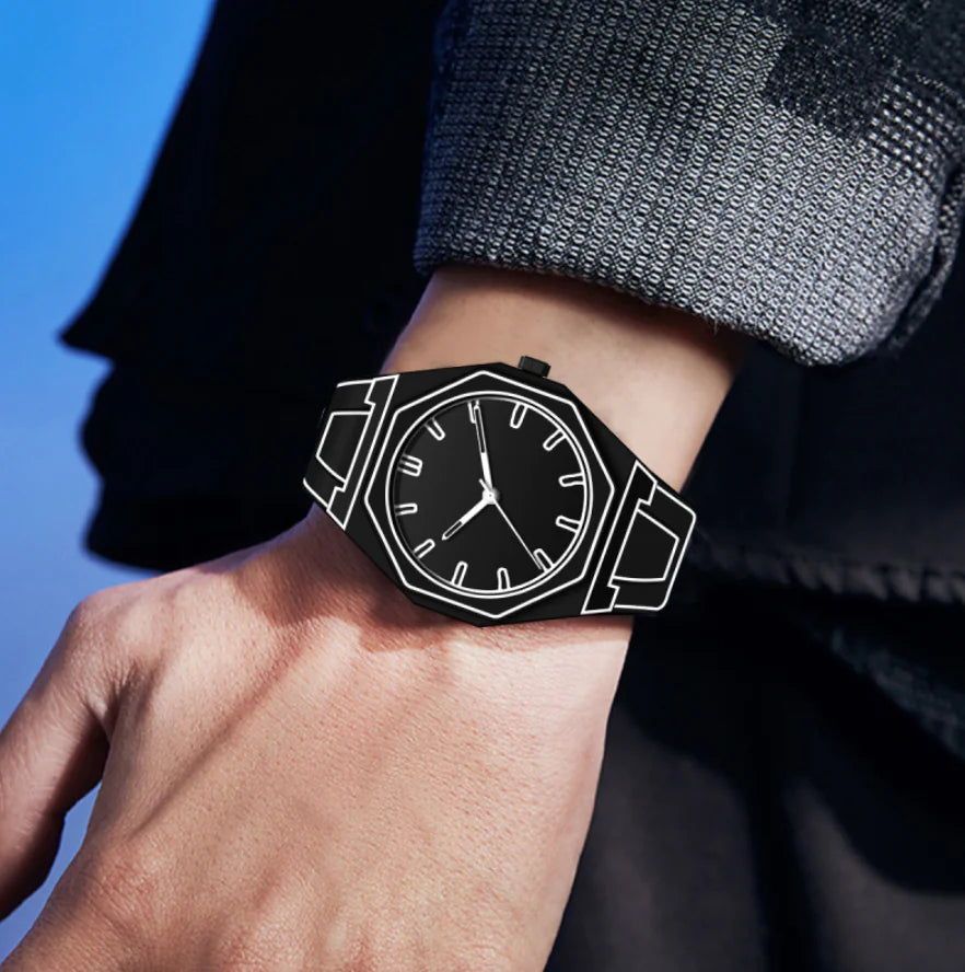 Men's Waterproof Quartz Watch with Silicone Dial