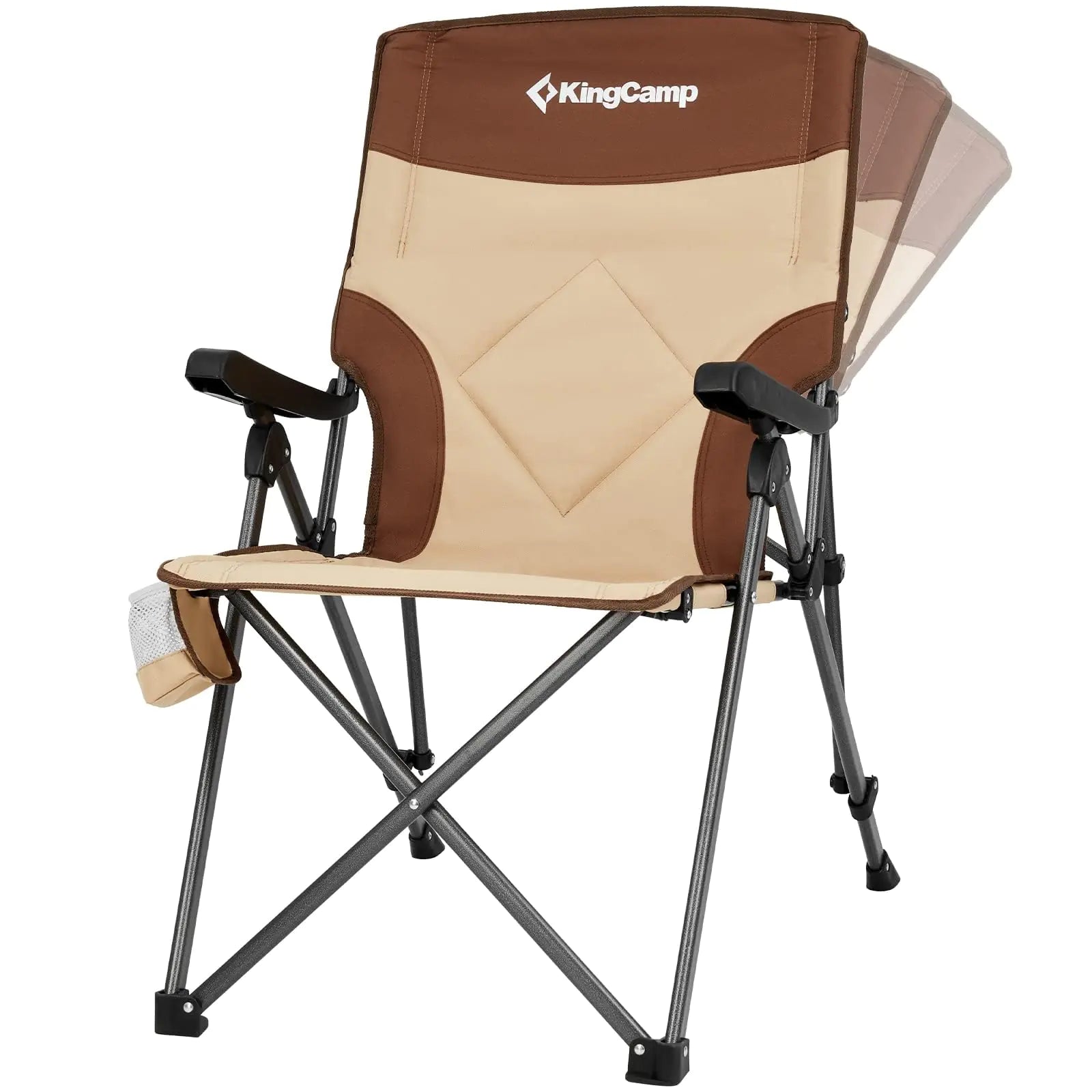 KingCamp Camping Chairs Adjustble Backrest Heavy Duty Folding Chair Reclining Camping Chair Outdoor Lawn Chair High Back Padded Camp Chair for Adults(Khaki/Coffee)