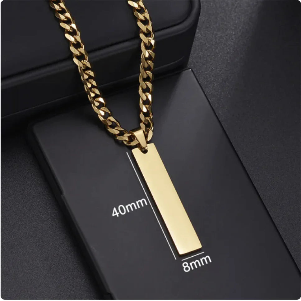 Stainless Steel Military-Style Engraved Necklace