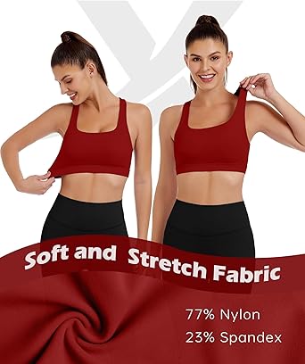 Open Back Sports Bras for Women Supportive Workout Tank Tops Built in Bra Square Neck Crop Yoga Top Push Up