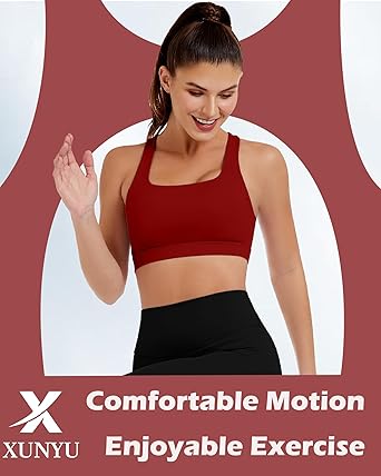 Open Back Sports Bras for Women Supportive Workout Tank Tops Built in Bra Square Neck Crop Yoga Top Push Up