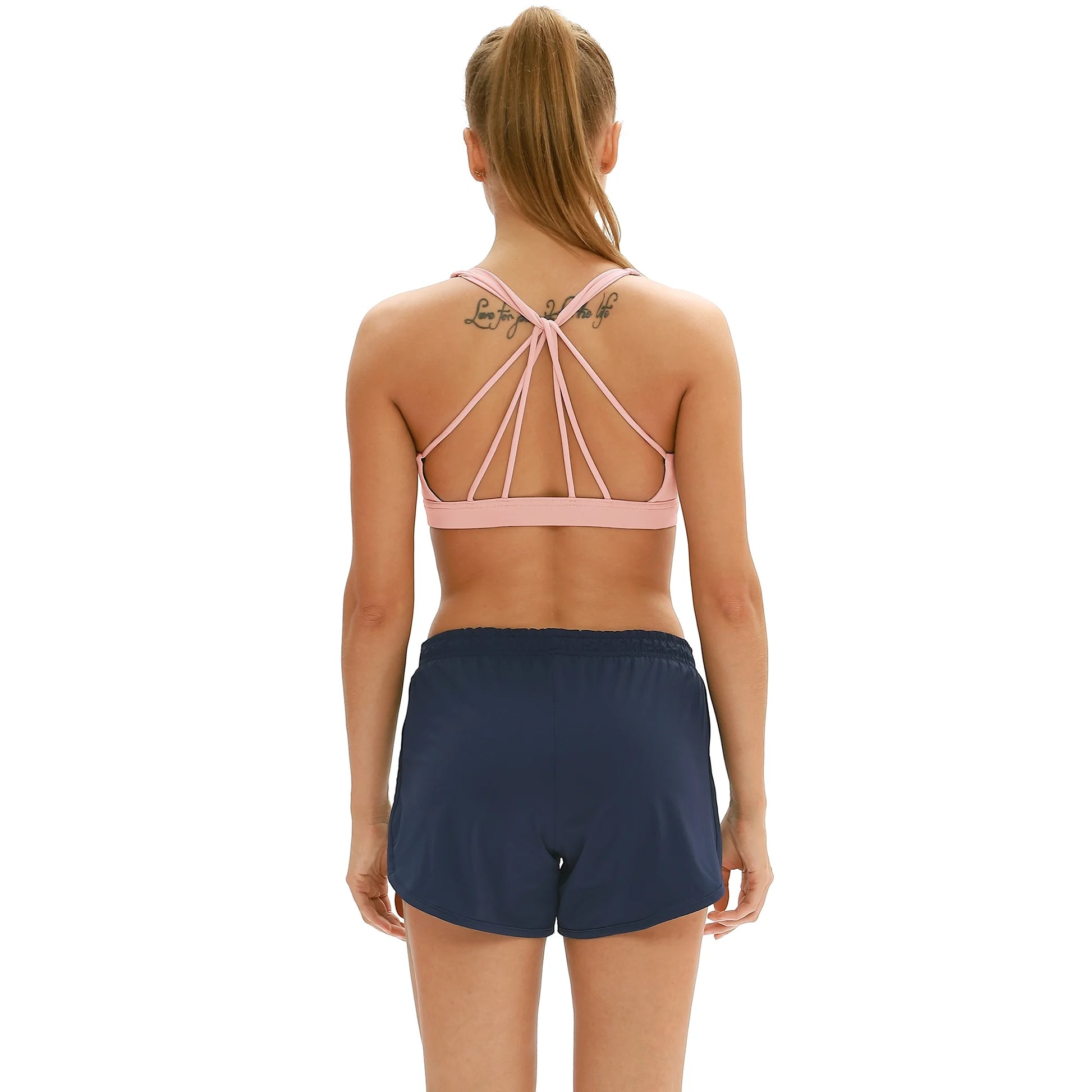 icyzone Padded Strappy Sports Bra Yoga Tops Activewear Workout Clothes for Women (M Pale Blush)