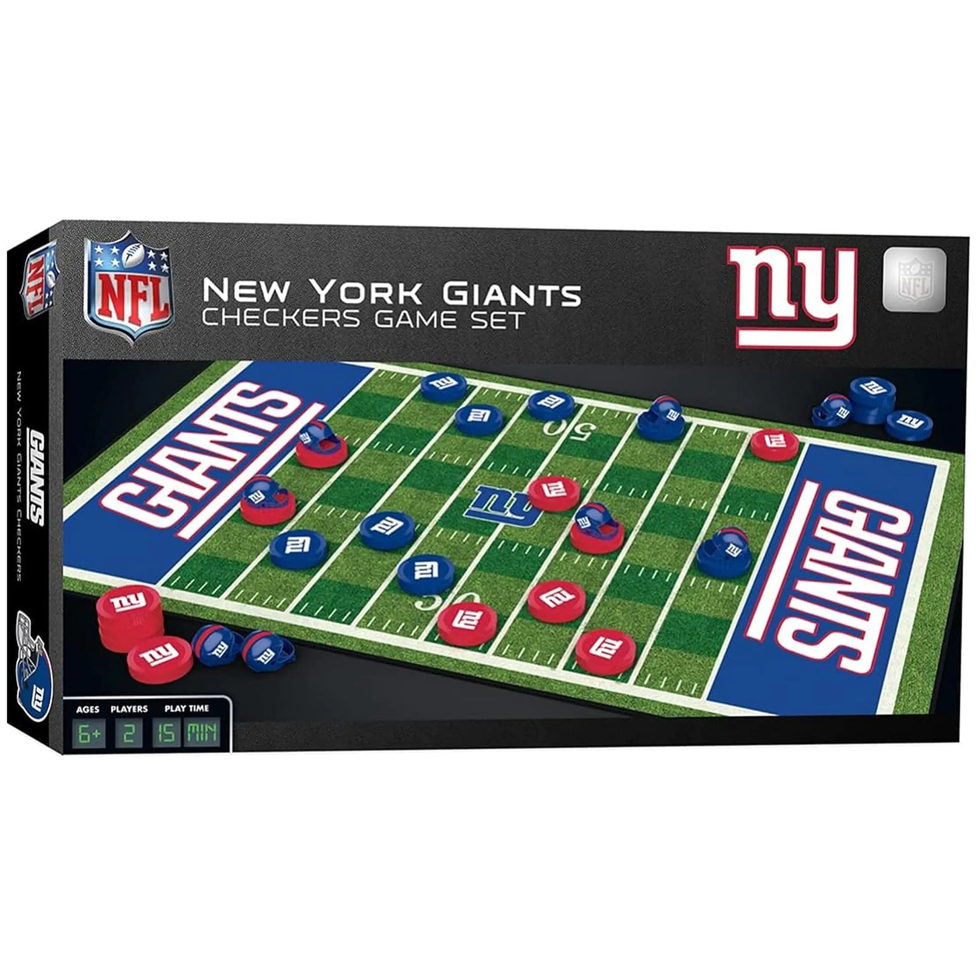 MasterPieces - NFL Checkers Officially Licensed New York Giants Football Board Game for 2 Players Family Fun for Kids & Adults