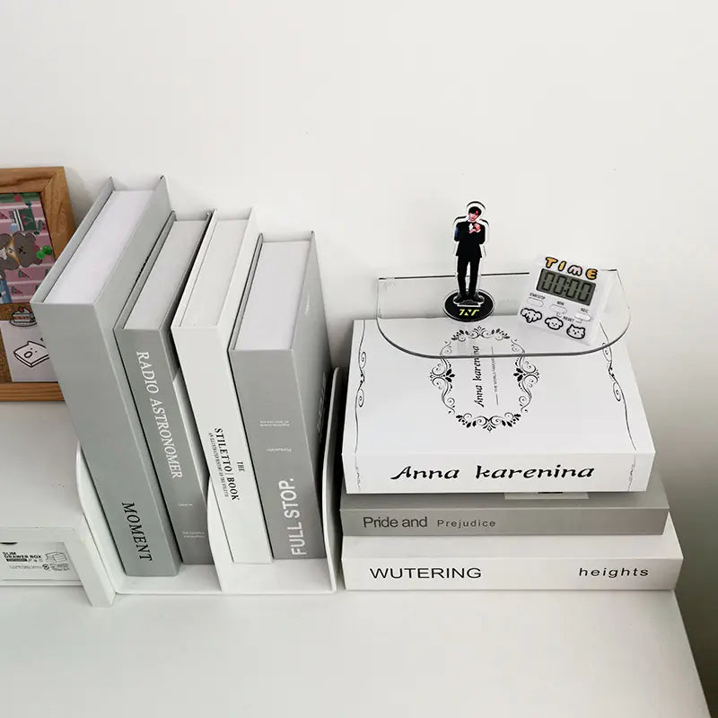 Simple Two-Grid Desktop Book Stand with Book Clips