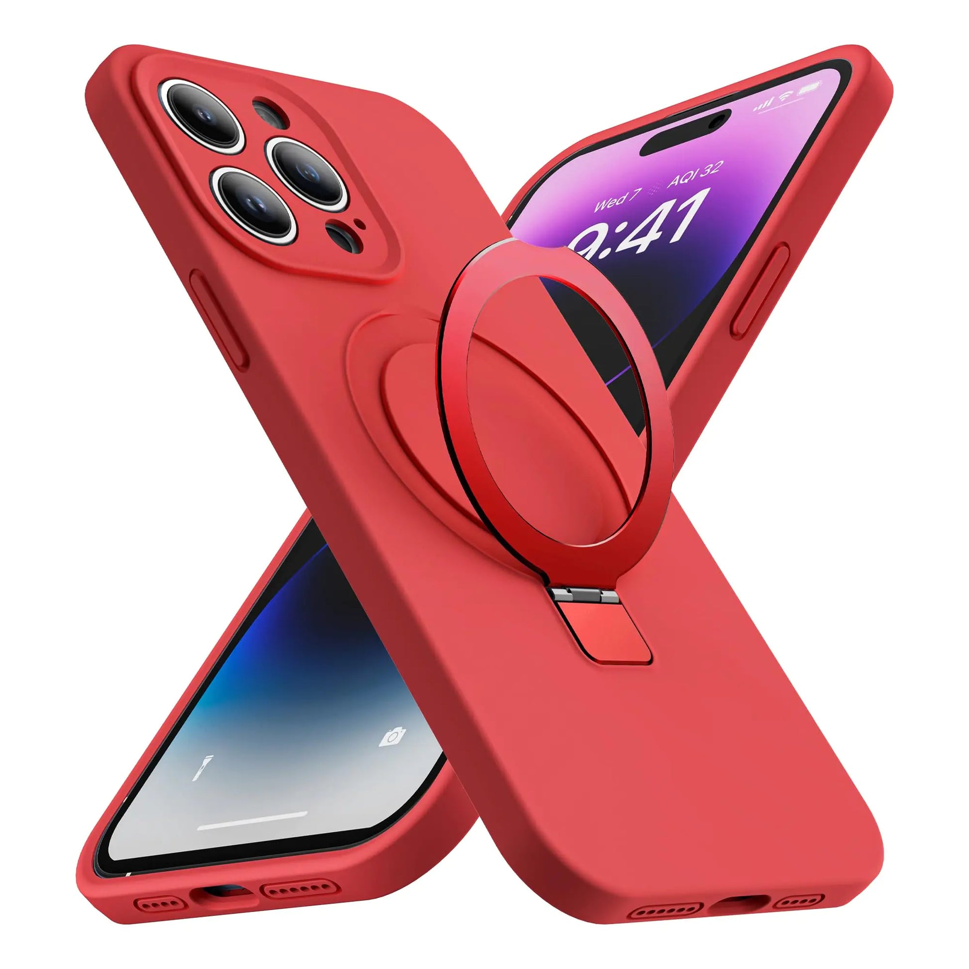 Designed for iPhone 14 Pro Case with Magnetic Invisible Stand Compatible with MagSafe Military-Grade Protection Shockproof Silicone iPhone 14 Pro Phone Cases for Women Men Gift 6.1 2022Red