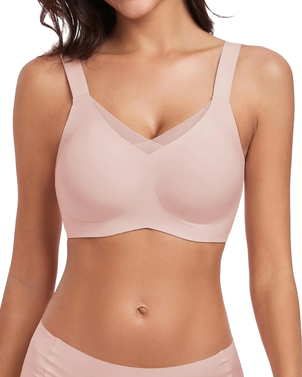 WOWENY Wireless Bras for Women no Underwire Push Up Bra Comfort Seamless Full Coverage Bralettes with Support Everyday Bra Pink S