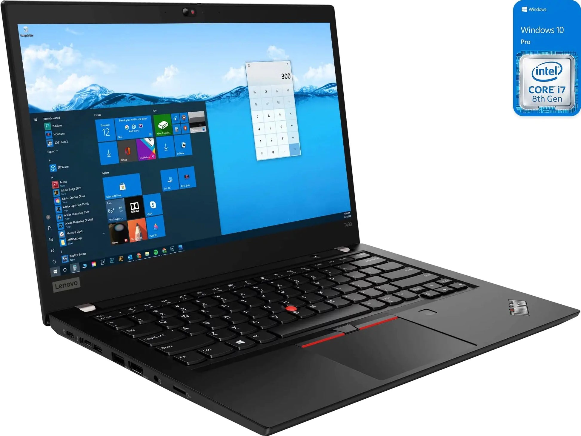 Lenovo ThinkPad T490 14-inches FHD Business Laptop Computer with Intel Quad-Core i7-8665U 16GB DDR4 RAM 512GB SSD HDMI Type-C Windows 10 Pro (Renewed)