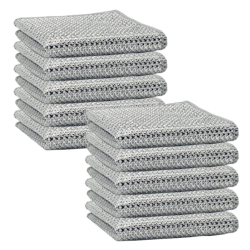 Giubog 10 PCS Triple Stainless Steel ScrubberWire Cleaning Dishwashing Rag Kitchen Towels and Dishcloths Sets for Cookware.Sinks Dishes Stove Top