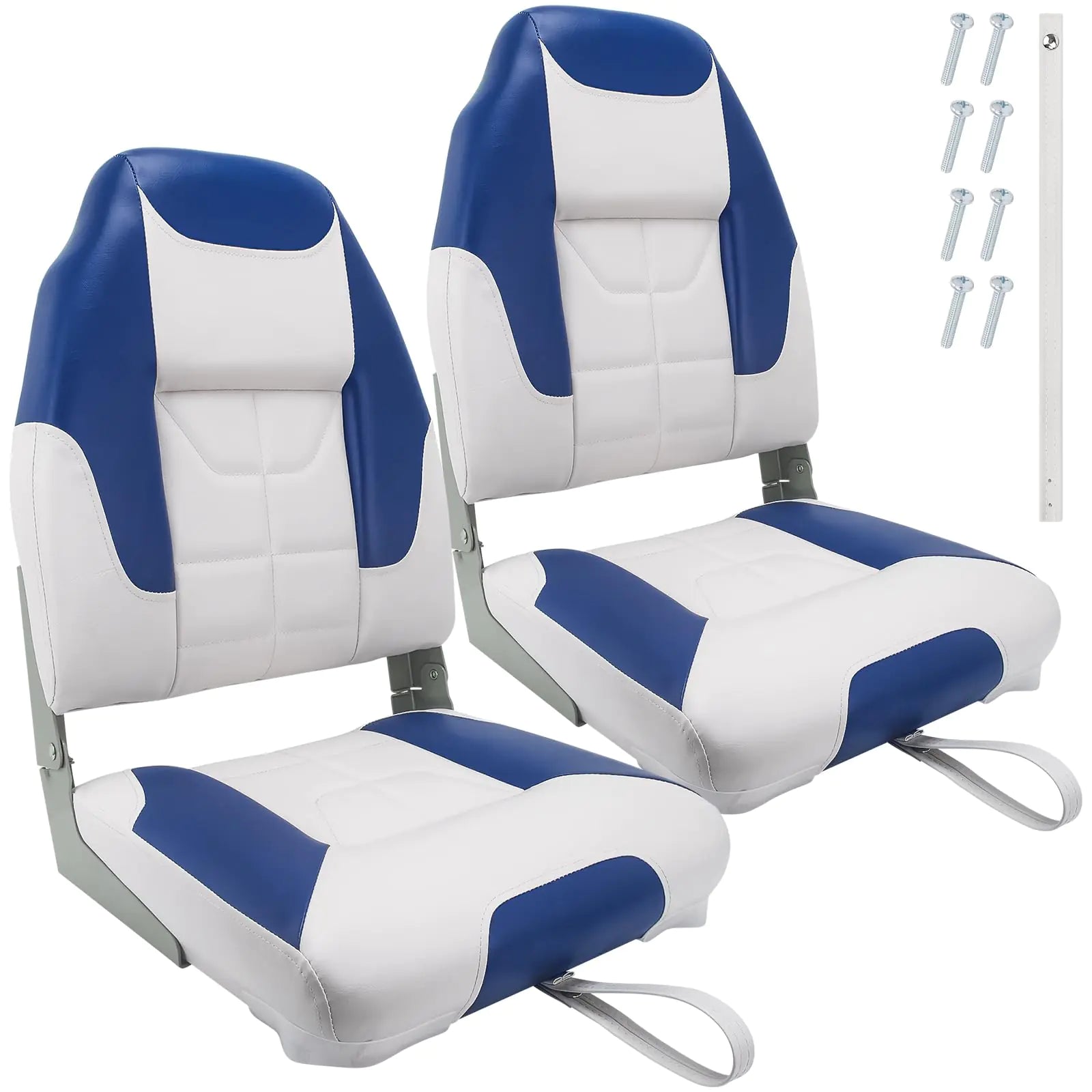 Fishing Boat Seat High Back Folding Boat Seats for Boat Foldable and Portable Boat Seats Light Weight Soft and Comfortable (Blue and White)