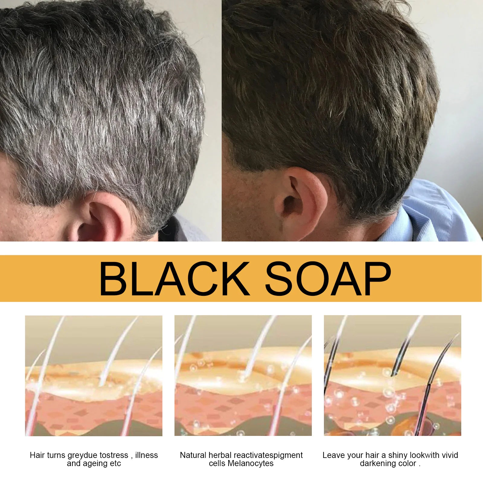 Black Thickening Hair Care Shampoo Bar