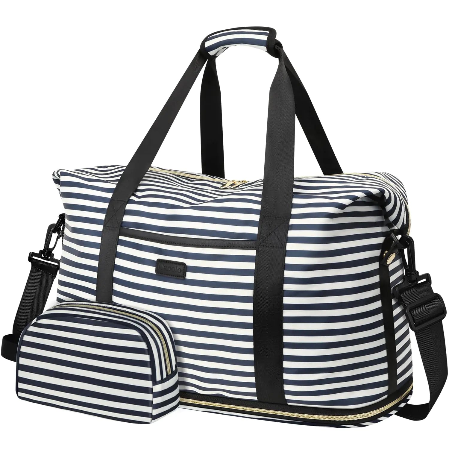 Expandable Travel Duffle Bag Waterproof Weekender Overnight Bags for Women Men Hospital Bag for Women Labor Delivery Carry on Bag with Toiletry Bag for Travel Gym Airplanes(Blue Stripe X-Large)