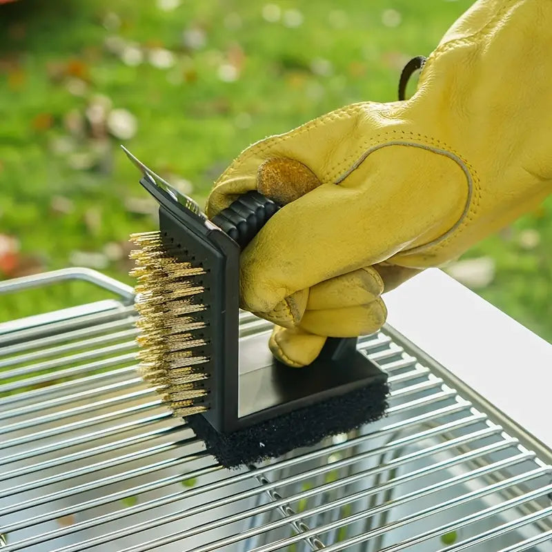 3-in-1 Stainless Steel BBQ Cleaning Brush Tool