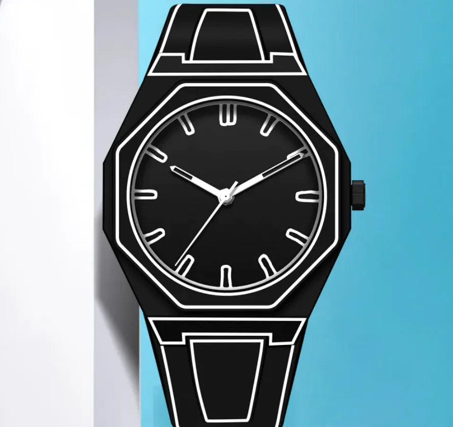 Men's Waterproof Quartz Watch with Silicone Dial