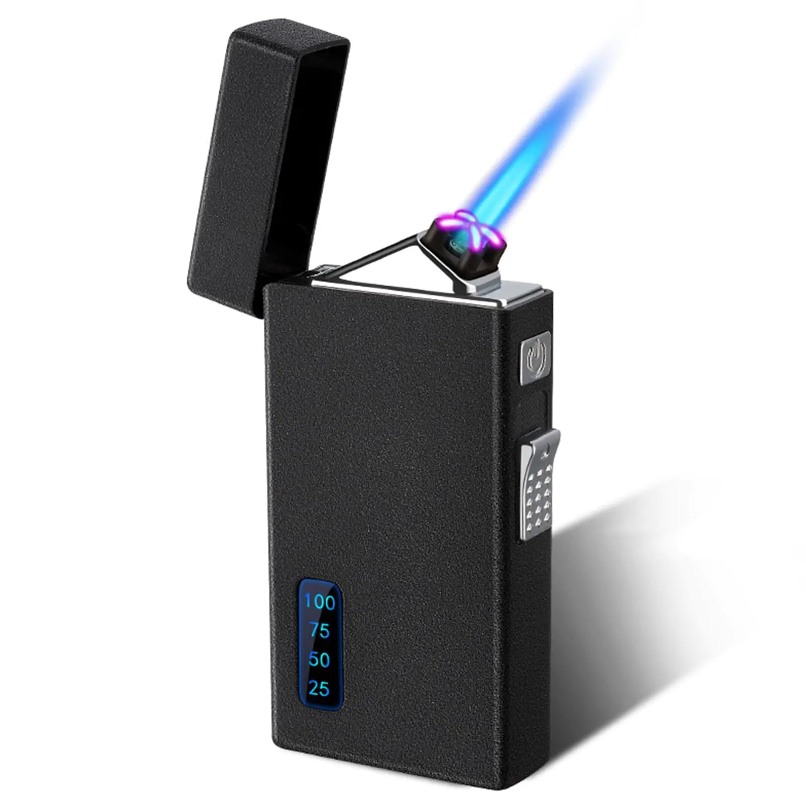 Arc Lighter and Butane Lighter 2 in 1 Jet Flame Torch Lighter Refillable Butane Electric Lighter USB Rechargeable Lighter Windproof Infinity Lighter for BBQsCandleCamping (Frosted Black)