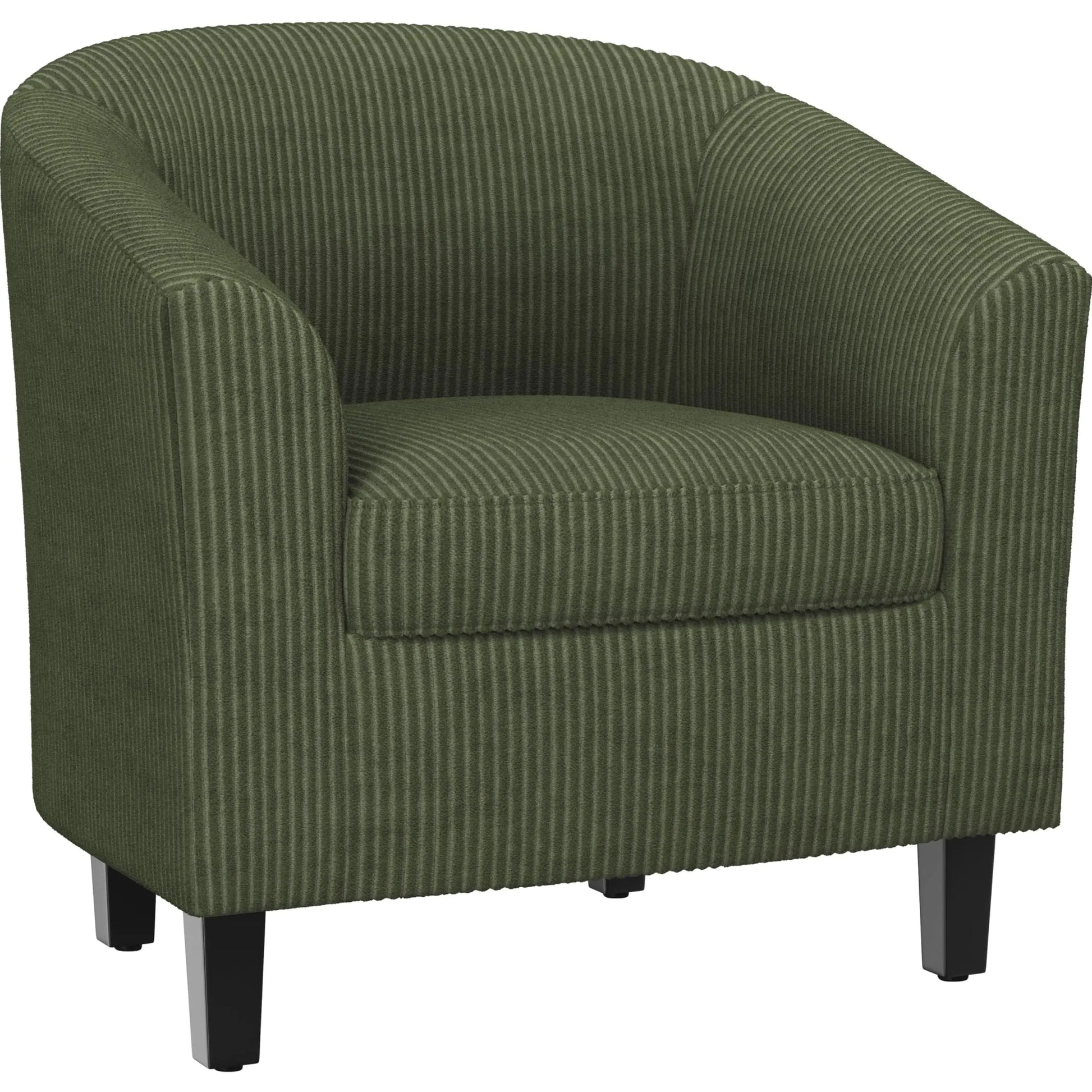 Yaheetech Corduroy Barrel Chair Upholstered Club Chair Accent Chair Round Armchair Waiting Room Chair with Soft Cushion for Living Room Bedroom Reading Room Dark Green
