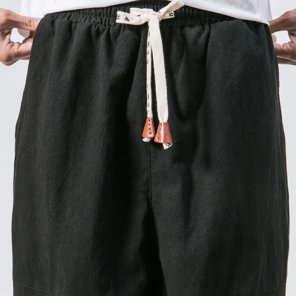 Men's Japanese Loose Cotton-Linen Trousers