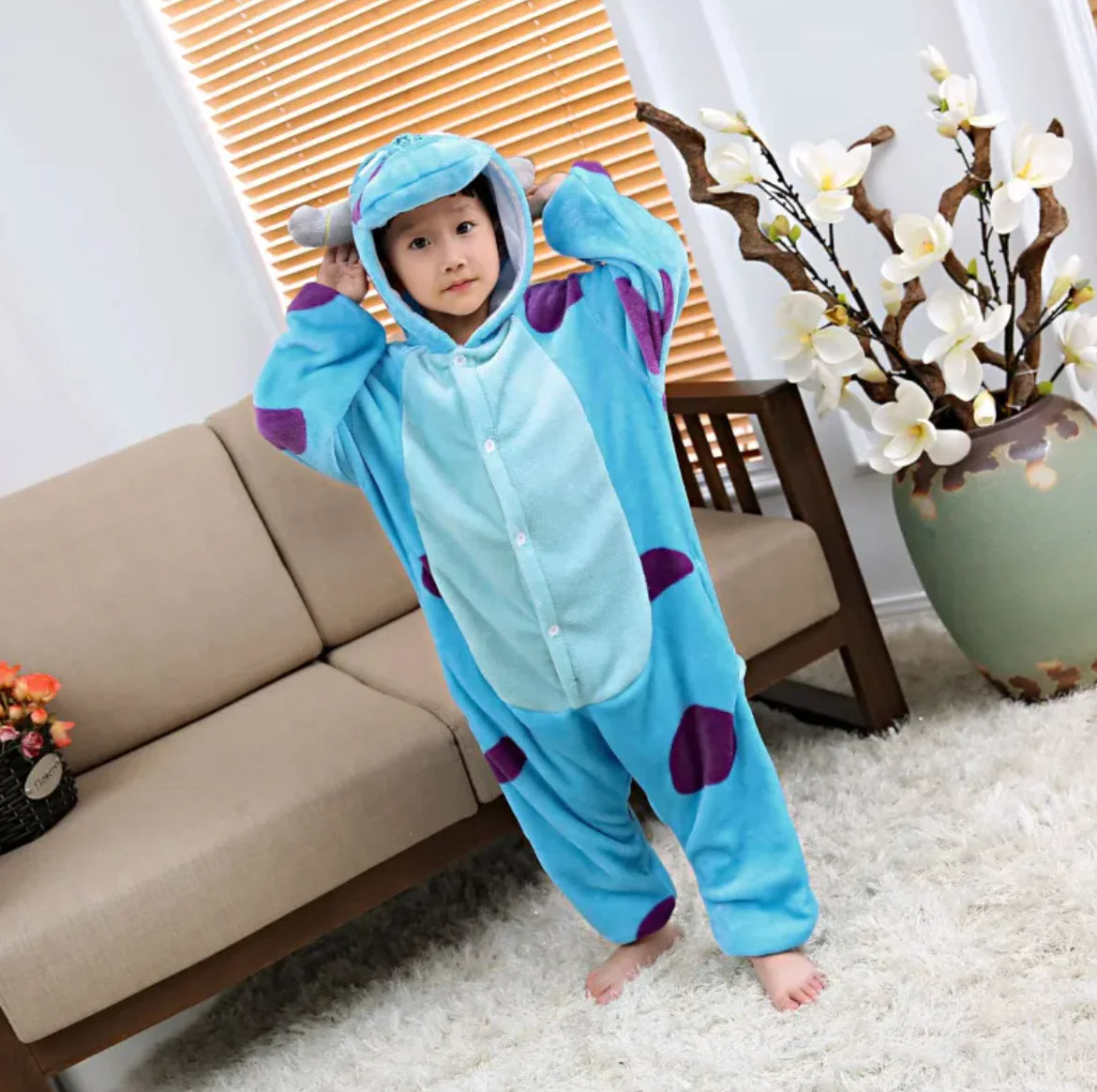 Flannel Cartoon One-Piece Pajamas