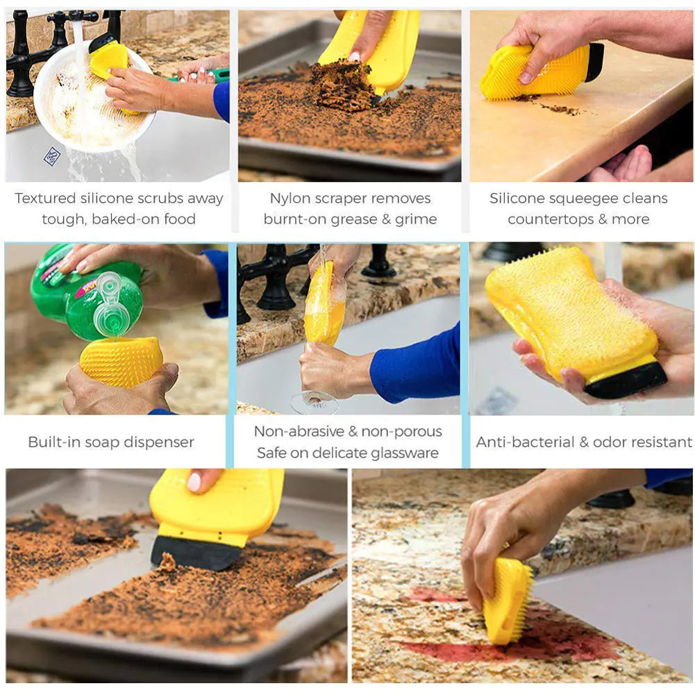 3-in-1 Silicone Cleaning Brush and Sponge Tool