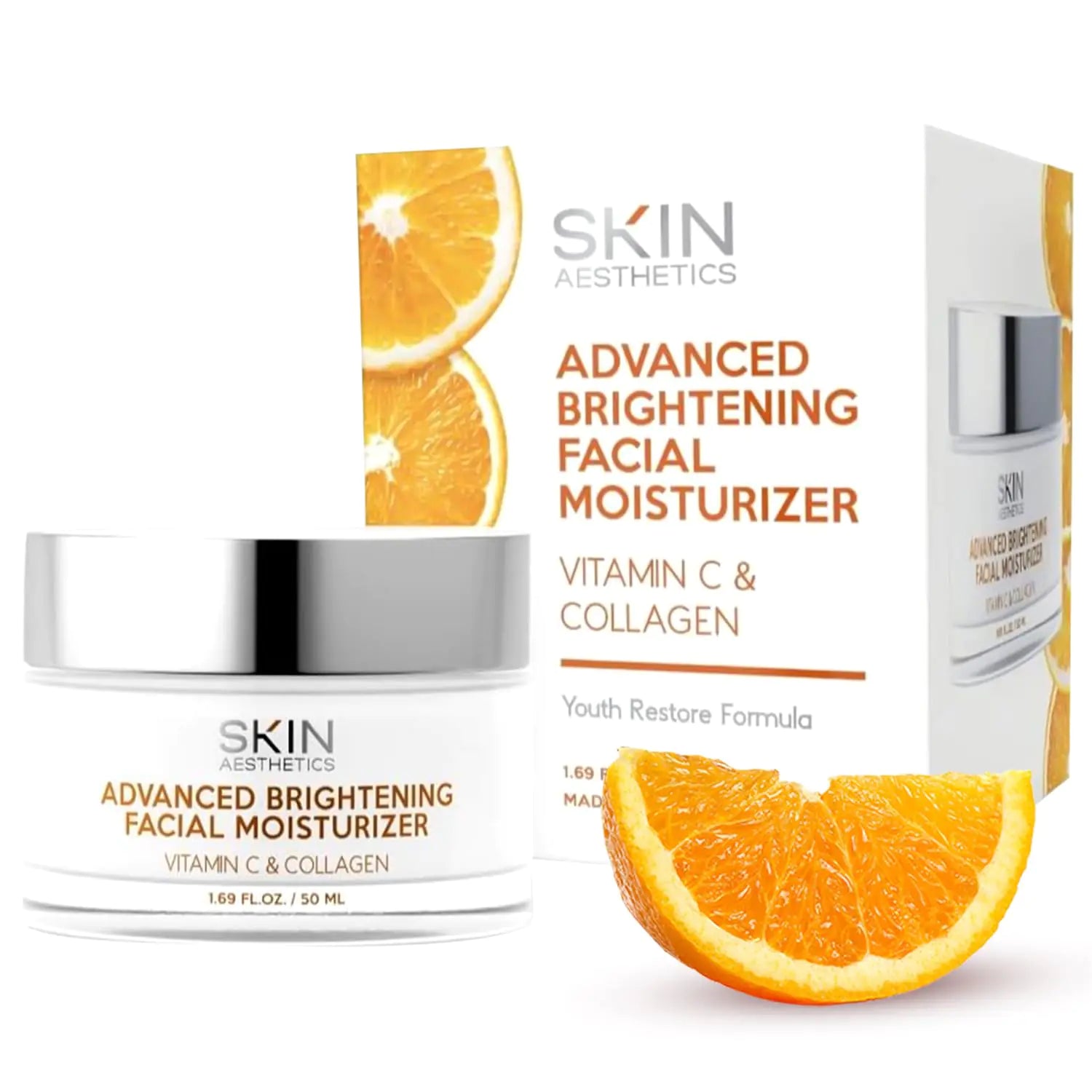 Skin Aesthetics Vitamin C & Collagen Face Moisturizer - Anti-Aging Hydrating Fine Lines & Wrinkles Brightening - Dermatologist Tested Skincare - Clean Beauty Cruelty-Free - 1.69 oz