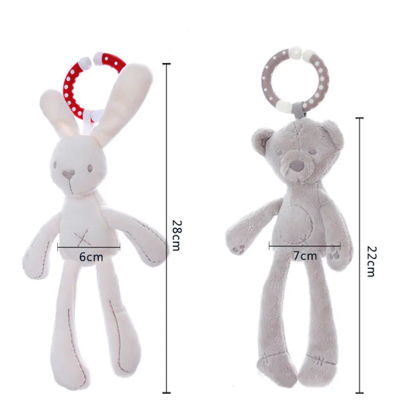 Baby Stroller Toy Plush Rabbit Bear with Rattle