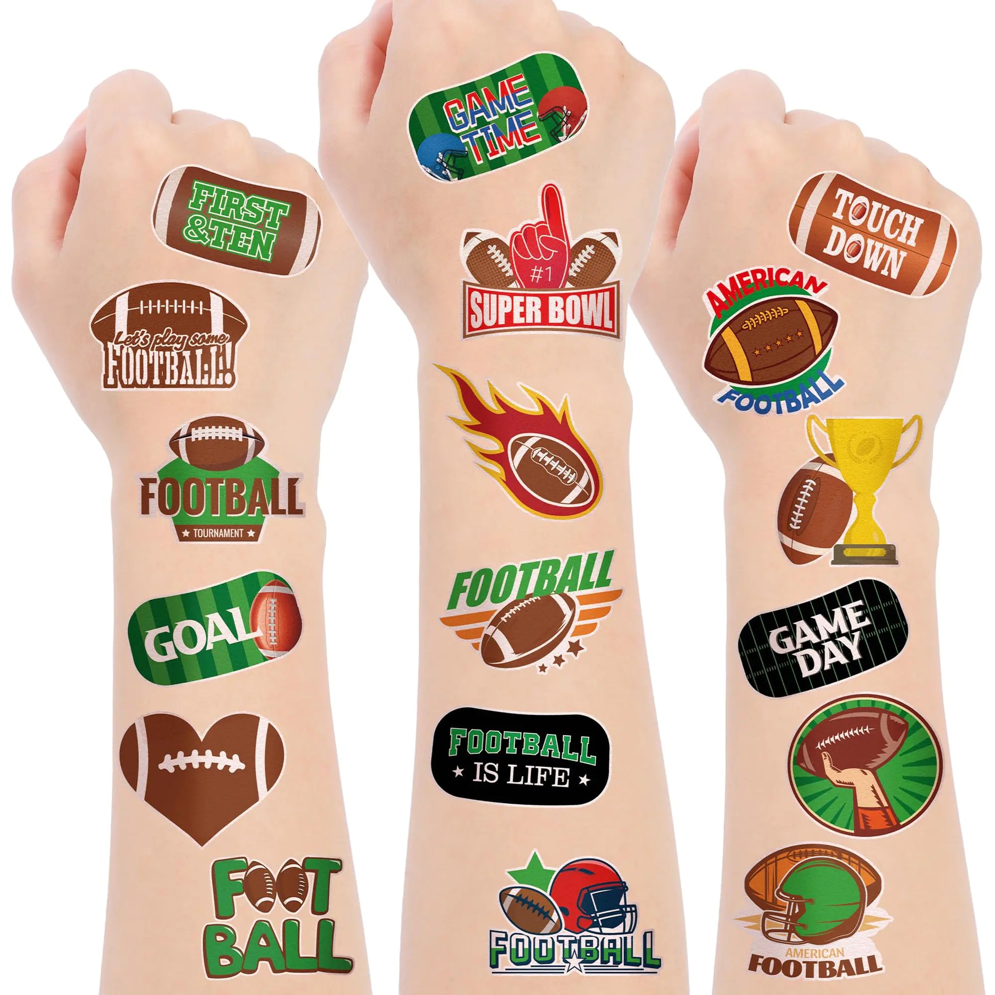 Fovths 144 Pieces Football Temporary Tattoos Football Team Tattoos Football Face Stickers for Touch Down Party Decorations Football Themed Party Supplies 24 Designs