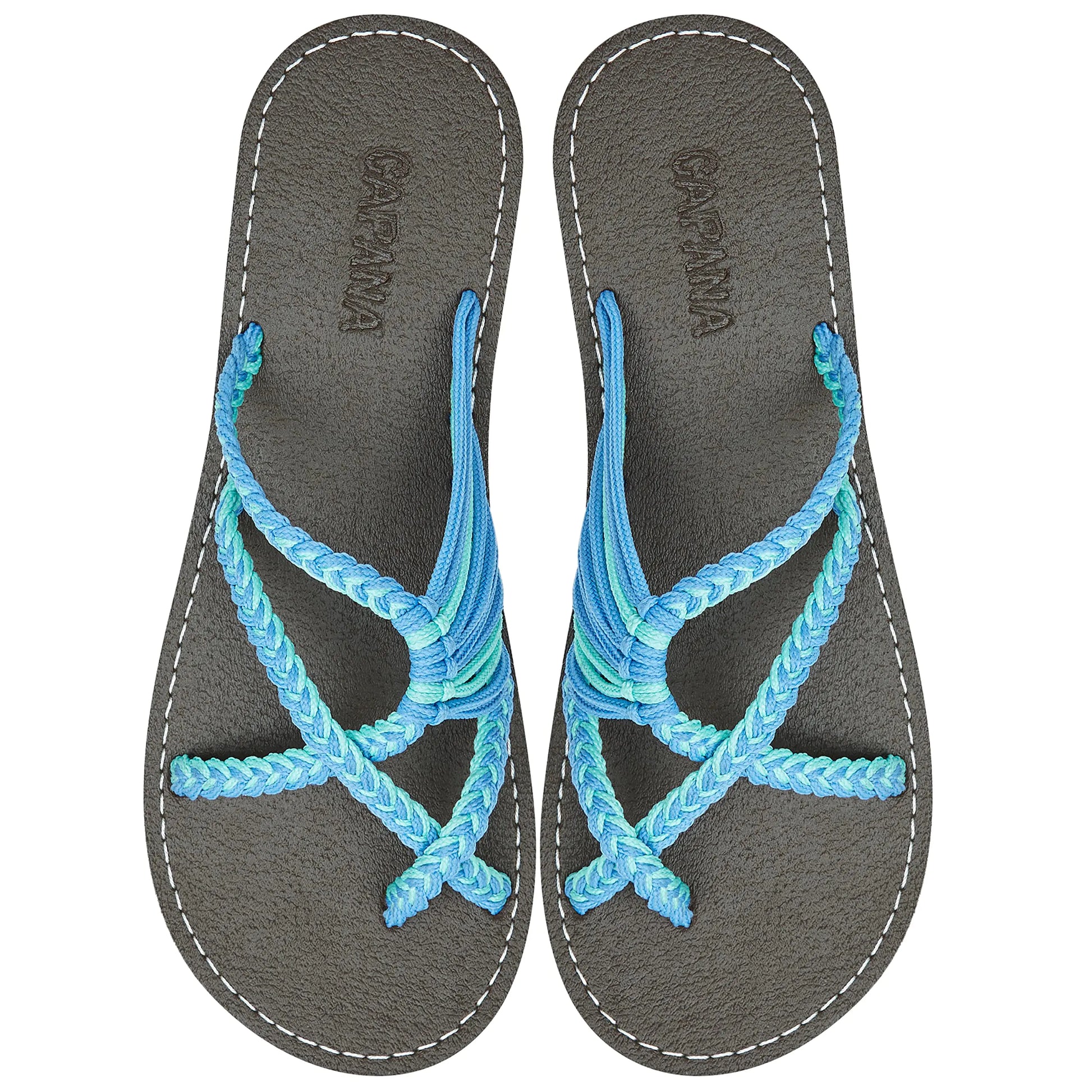 Capana Rope Sandals for WomenHandwoven Womens Sandals Boho Sandals Walking Sandals Beach Sandals for Women Dressy Flip Flops Straw Sandals Strappy Sandals Turquoise Sky Blue 8 UK