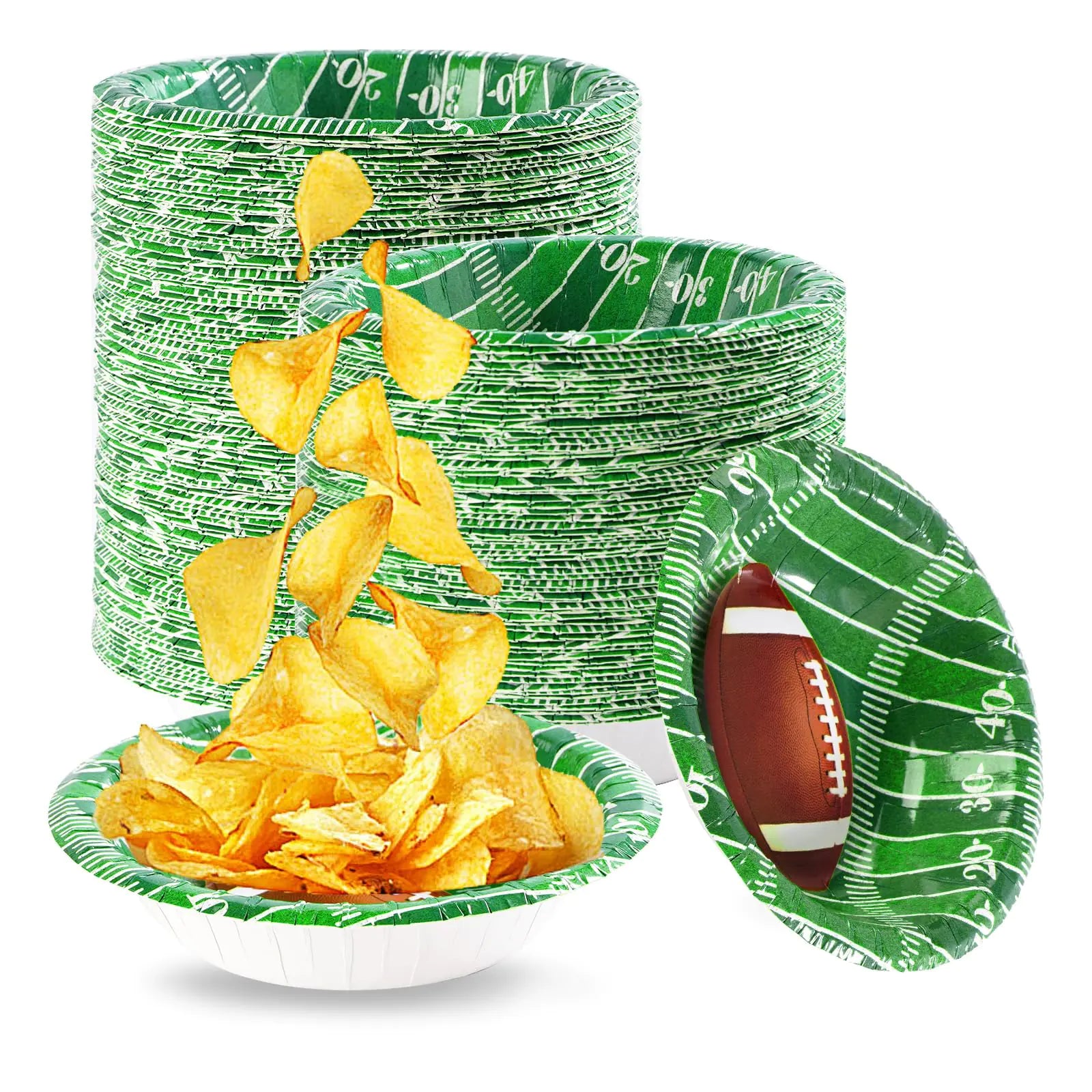 Grencian 100 Pcs 12 Oz Football Paper Bowls Football Party Supplies Heavy Duty Football Party Disposable Soup Bowls Football Dessert Bowls for Football Birthday Gameday Tailgate Party Decorations