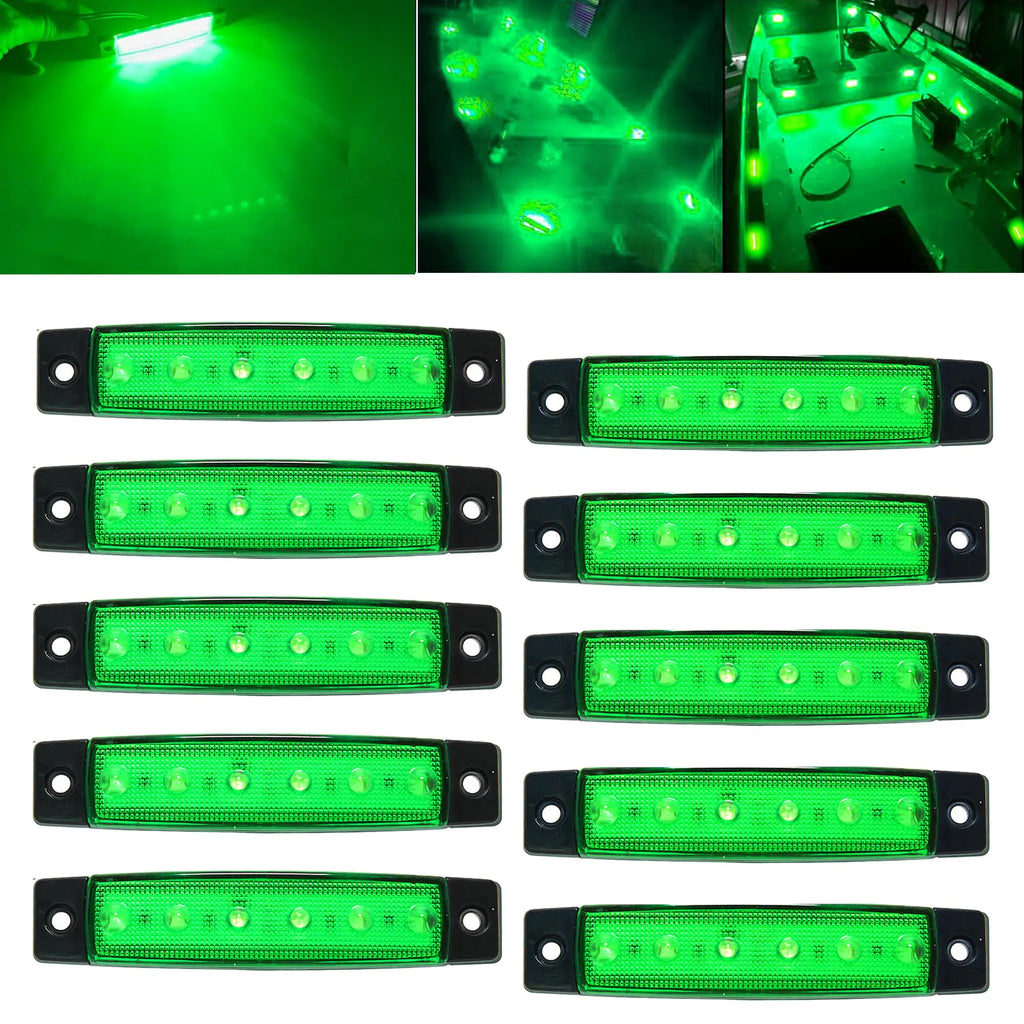 FZSSHYG Green Boat Interior Lights 12V Marine Boat Lights Waterproof Boat Navigation Lights for Deck Courtesy Transom Cockpit Bow and Stern Kayak Yacht Fishing Pontoon Boat Sailboat Lights 10Pcs
