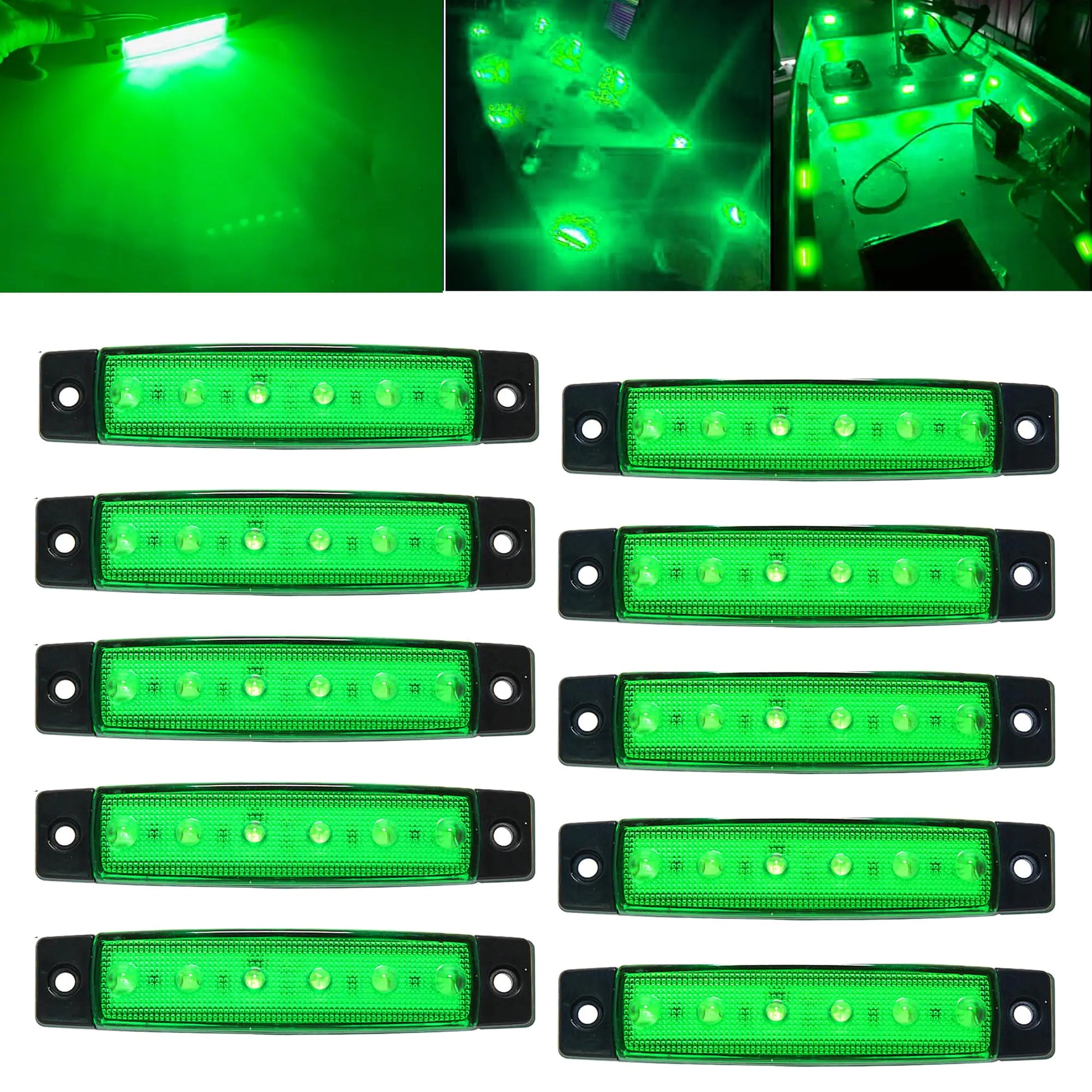 FZSSHYG Green Boat Interior Lights 12V Marine Boat Lights Waterproof Boat Navigation Lights for Deck Courtesy Transom Cockpit Bow and Stern Kayak Yacht Fishing Pontoon Boat Sailboat Lights 10Pcs