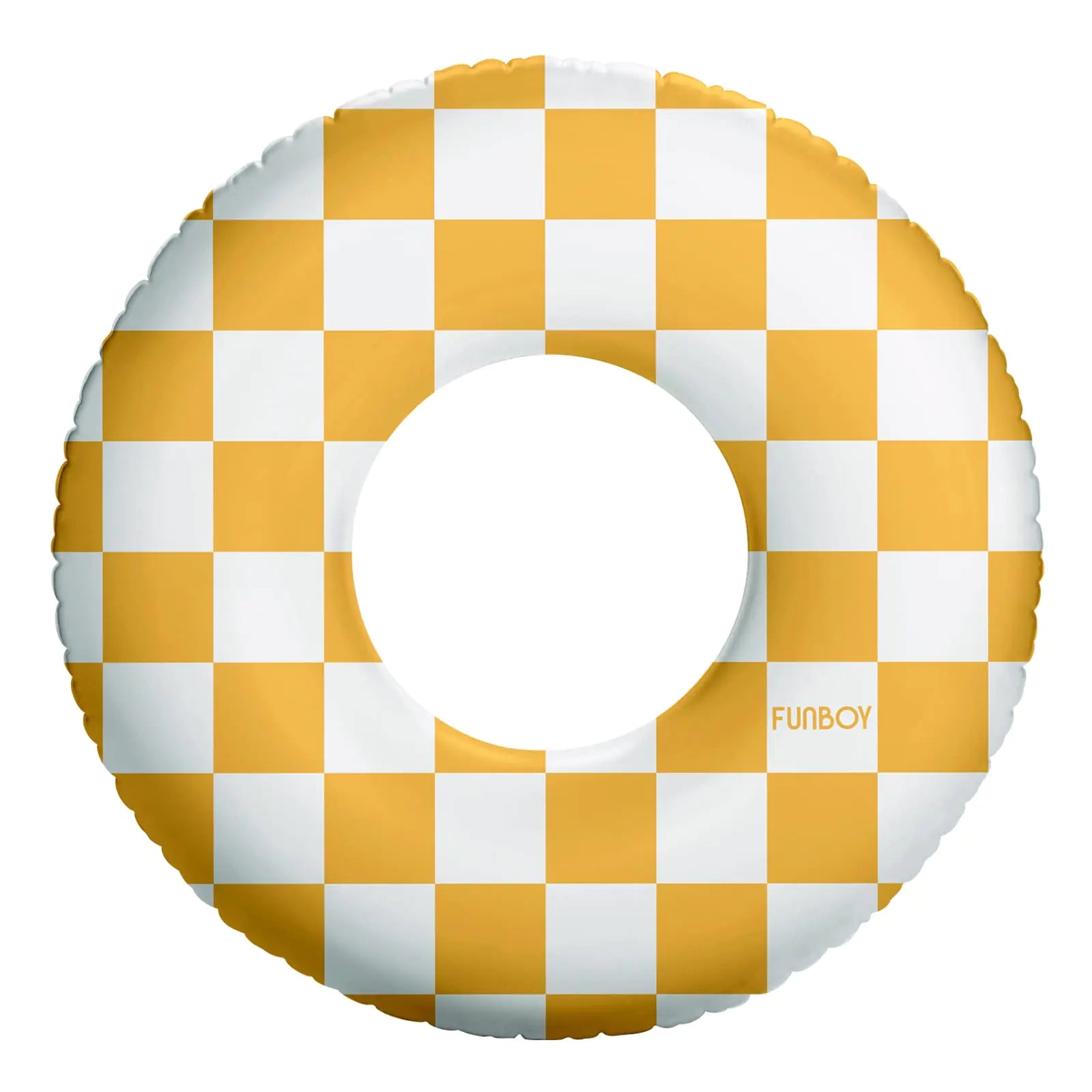 FUNBOY Kids 30 Tube Donut Style Pool Float - Yellow Checkers